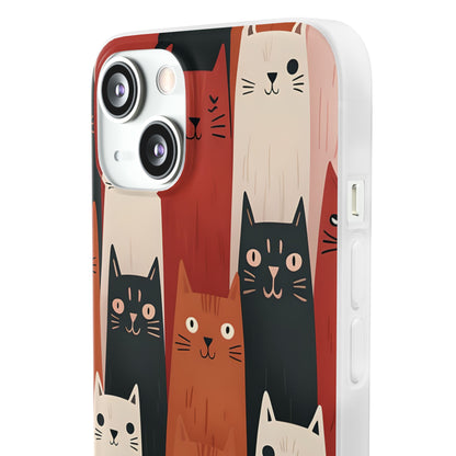 Elongated Cats Black iPhone 13 - Soft