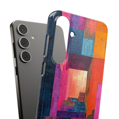 Pink Orange Geometry - Slim Samsung S24 Phone Case