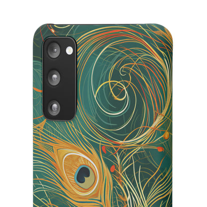 Peacock Elegance in Teal and Gold Samsung S20 - Slim Phone Case