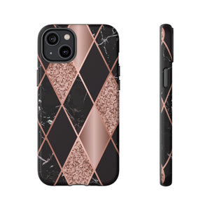 Pink Black Geometric - Protective Phone Case