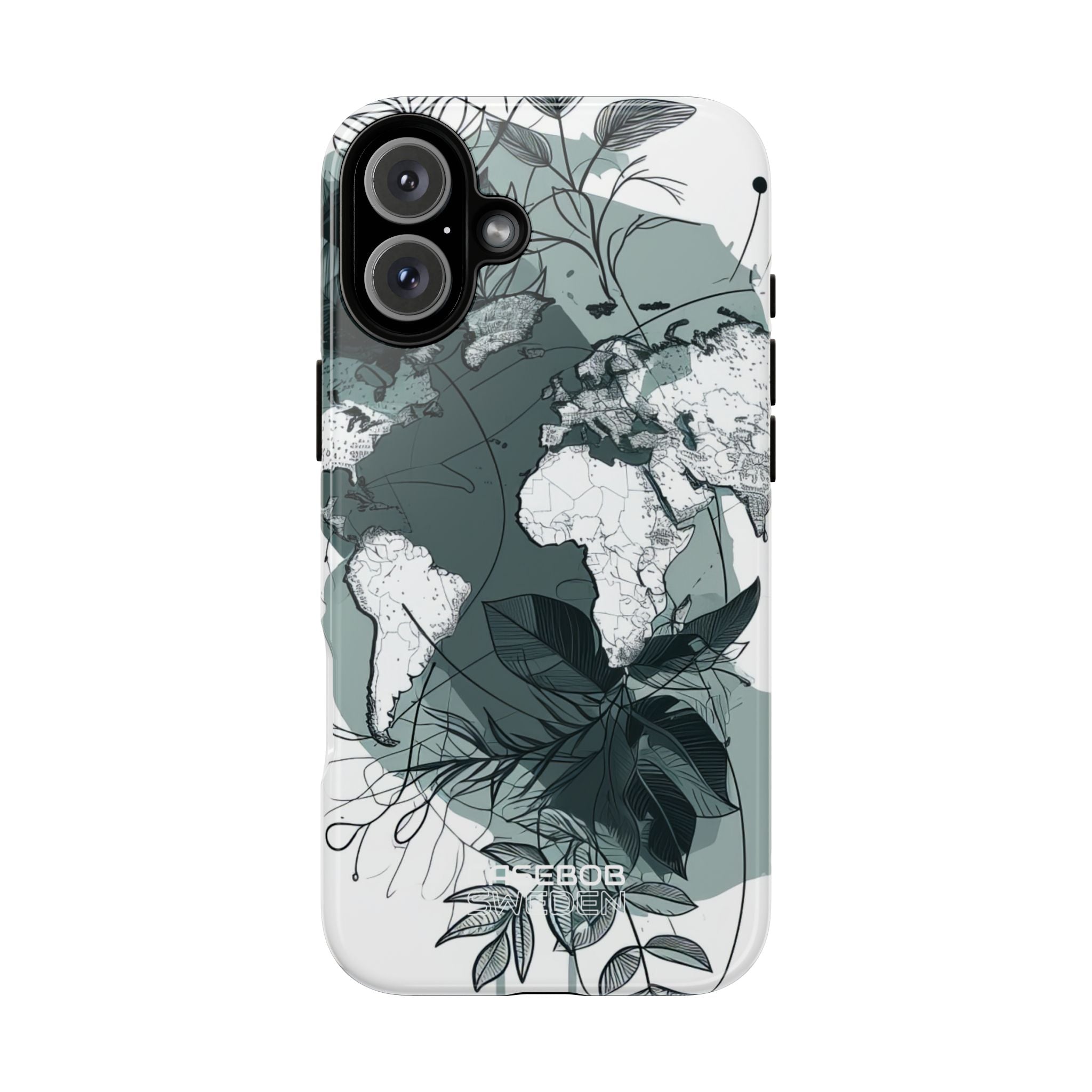 Botanische Weltkarte iPhone 16 - Robust