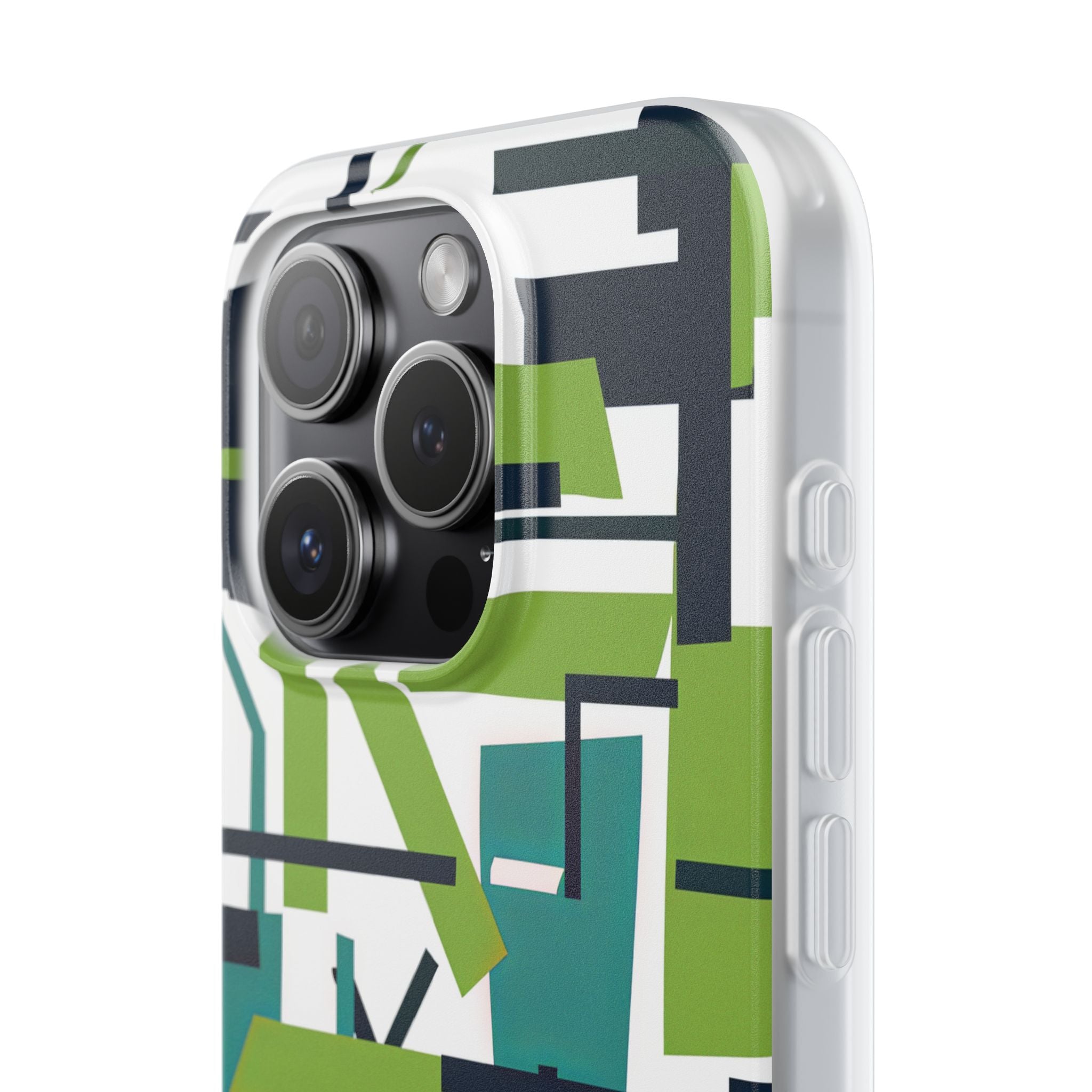 Green Geometry Glide iPhone 15 - Flexi Phone Case