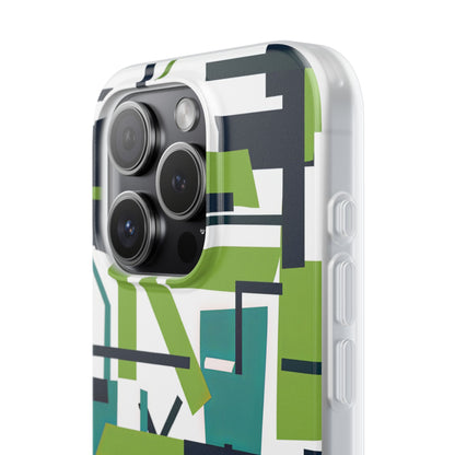 Green Geometry Glide iPhone 15 - Flexi Phone Case