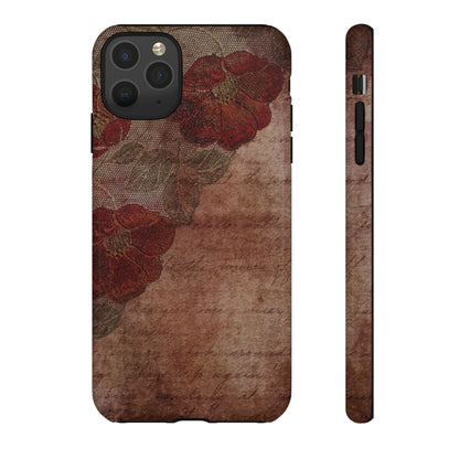 Dark Red Gothic Flower - Protective Phone Case