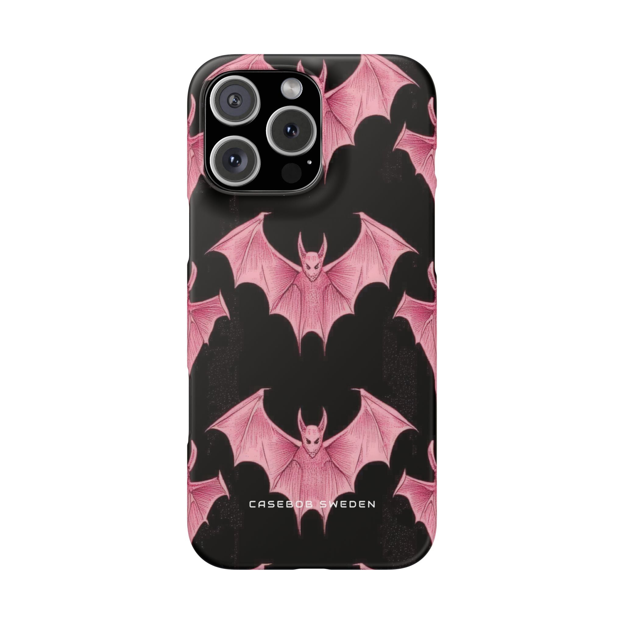 Gothic Pink Bats Aflame iPhone 16 - Schlanke Handyhülle