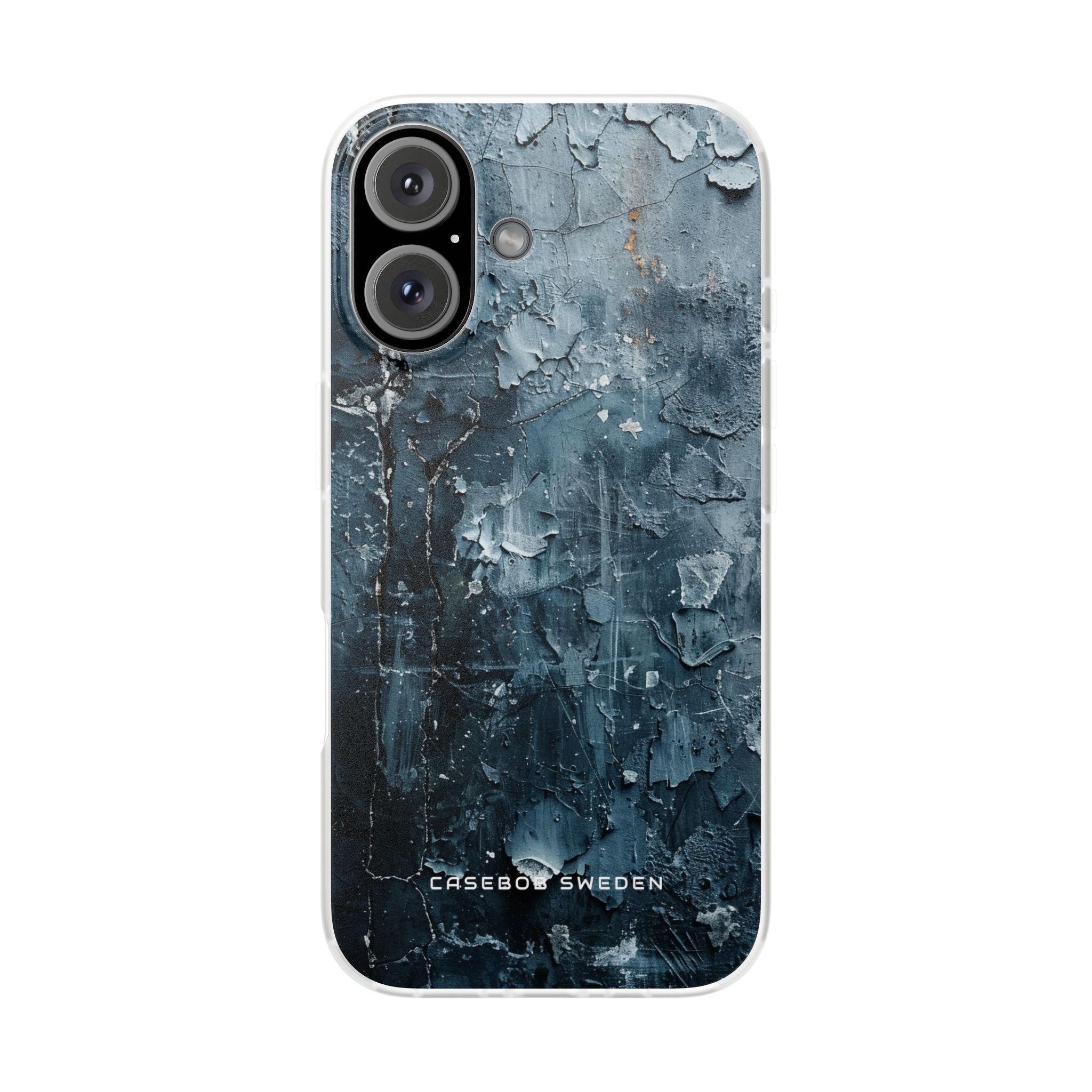 Weathered Blue Tapestry with Cracked Layers iPhone 16 - Flexi Phone Case