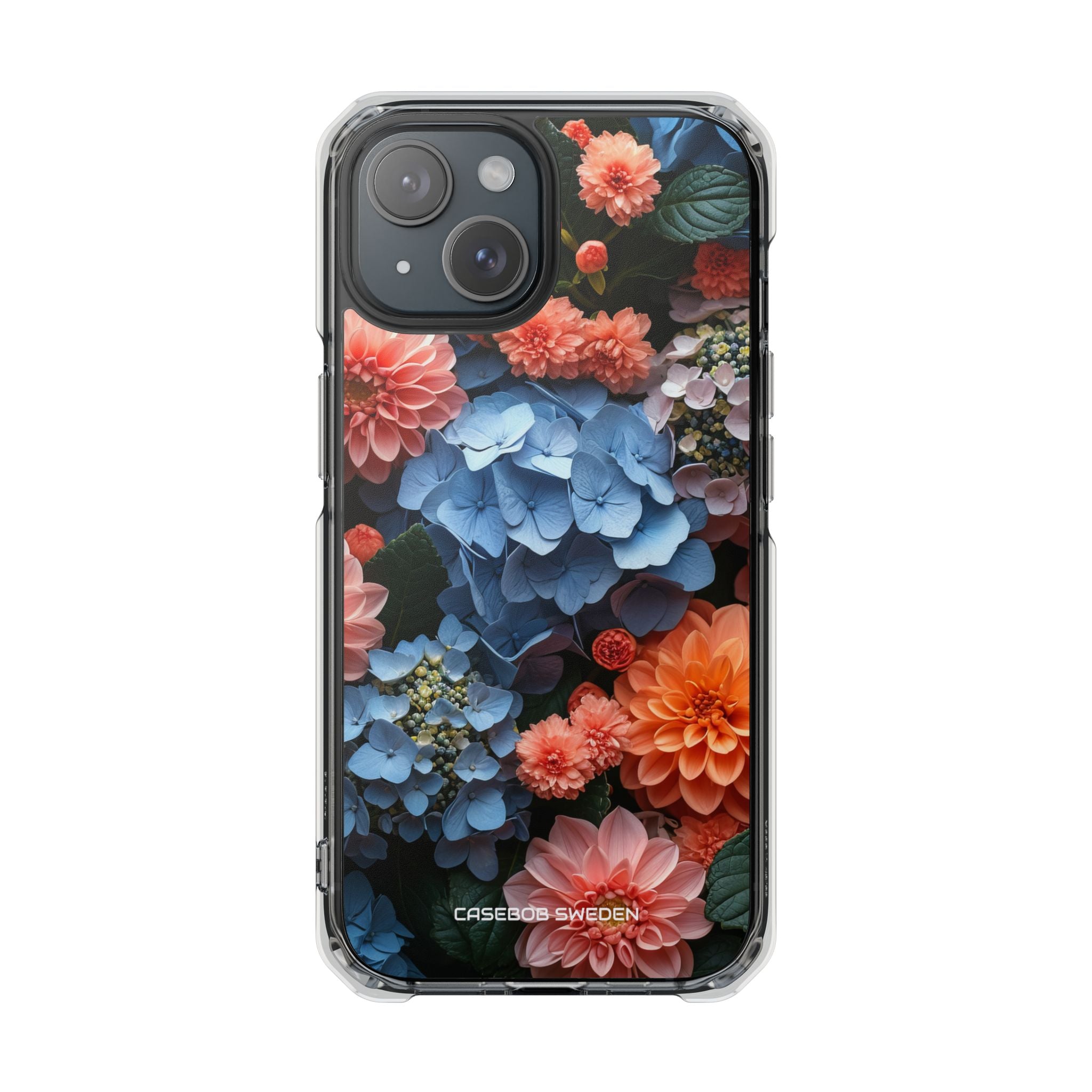 Blue Floral Bliss - Clear Impact iPhone 15 Phone Case