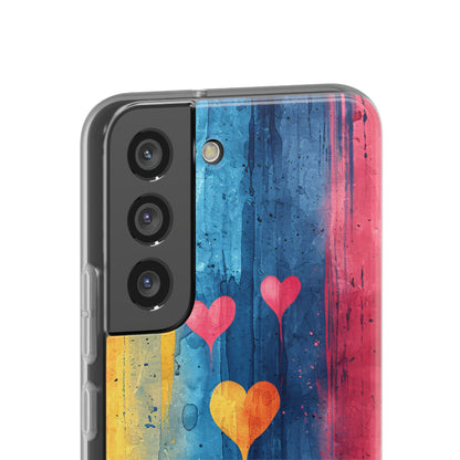 Hearts Watercolor Art - Flexi Samsung S22 Phone Case