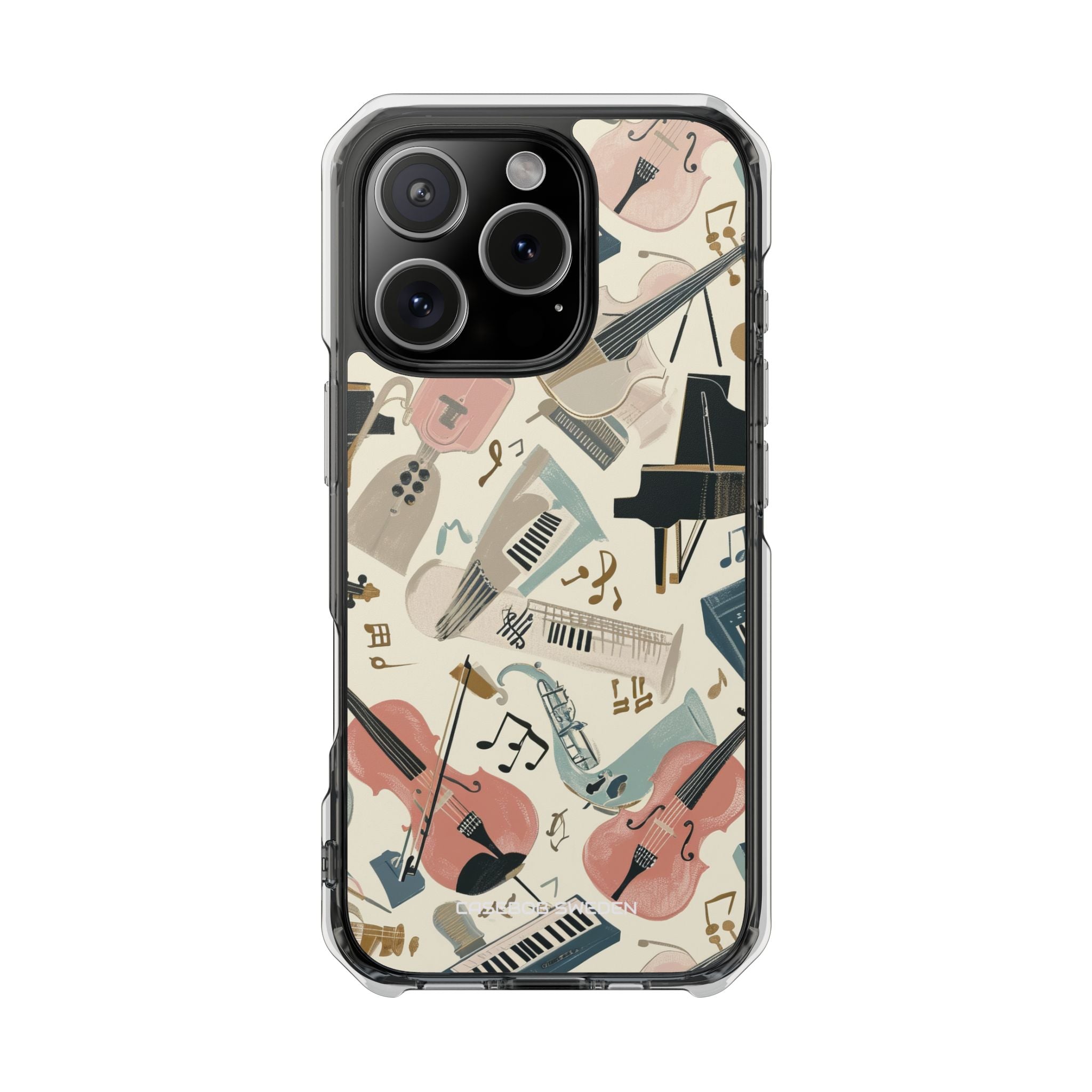 Beige Musical Instruments Pattern - Clear Impact iPhone 16 Phone Case