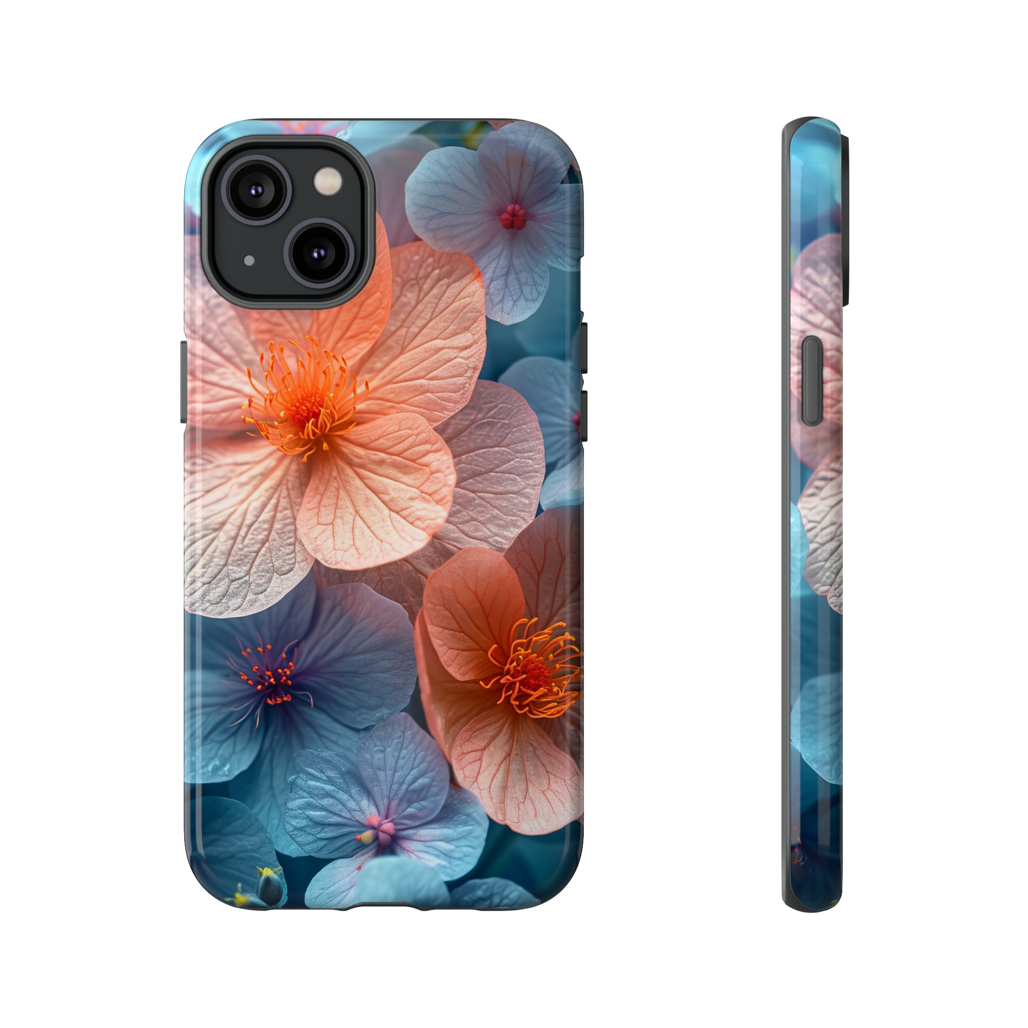 Bright Blue Floral Serenity - Protective Phone Case