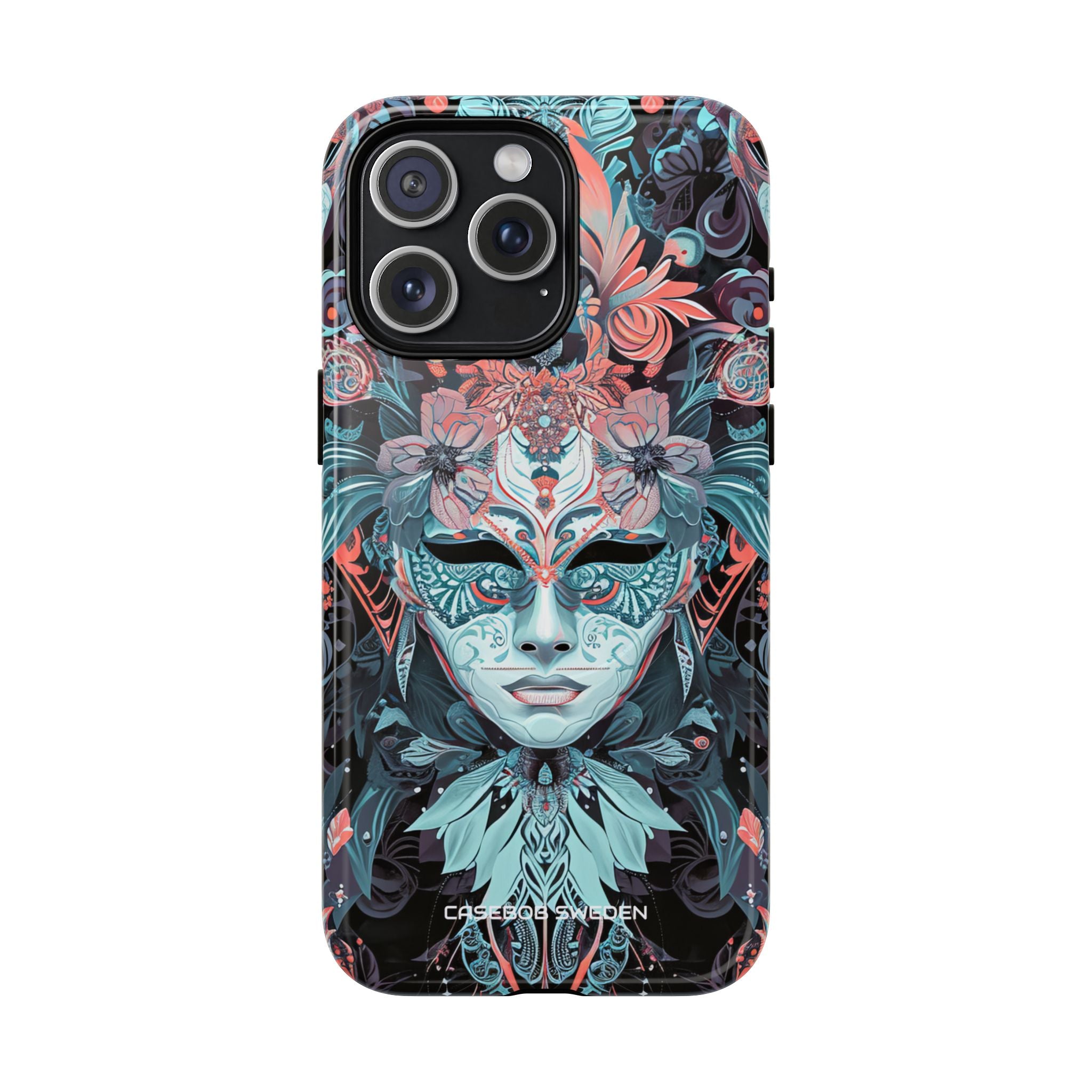 Mystic Teal Coral Mask - Tough + MagSafe® iPhone 15 Phone Case