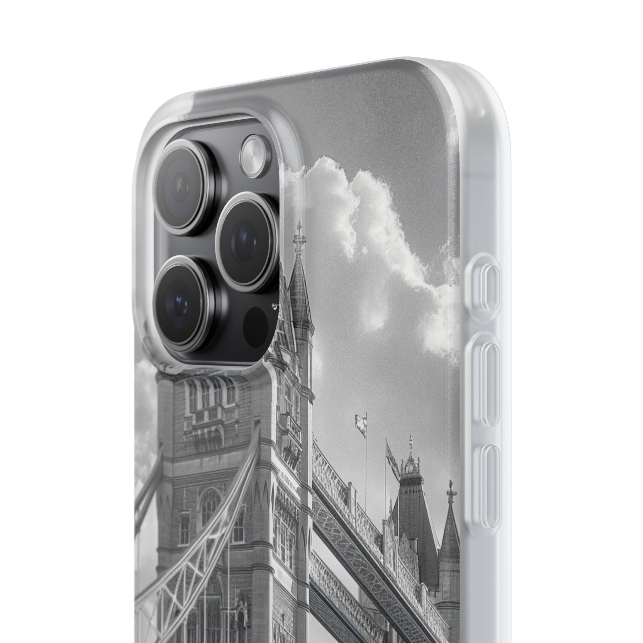 Tower Bridge Monochrome Architecture Study iPhone 15 - Flexi Phone Case