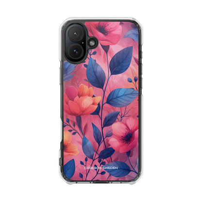 Pink Blue Floral - Clear Impact iPhone 16 Phone Case