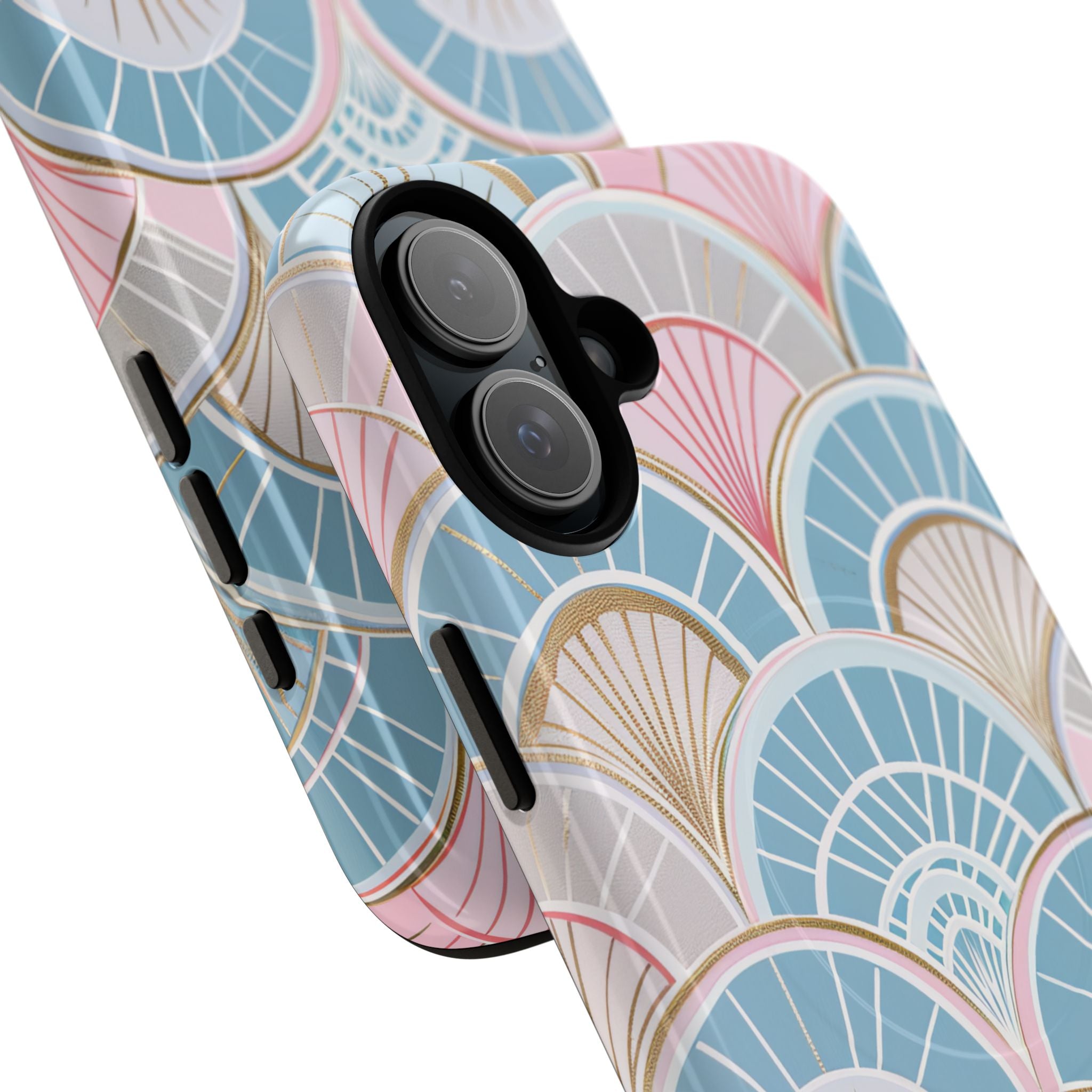 Art Deco Pastel Fan Pattern - Tough + MagSafe® iPhone 16 Phone Case