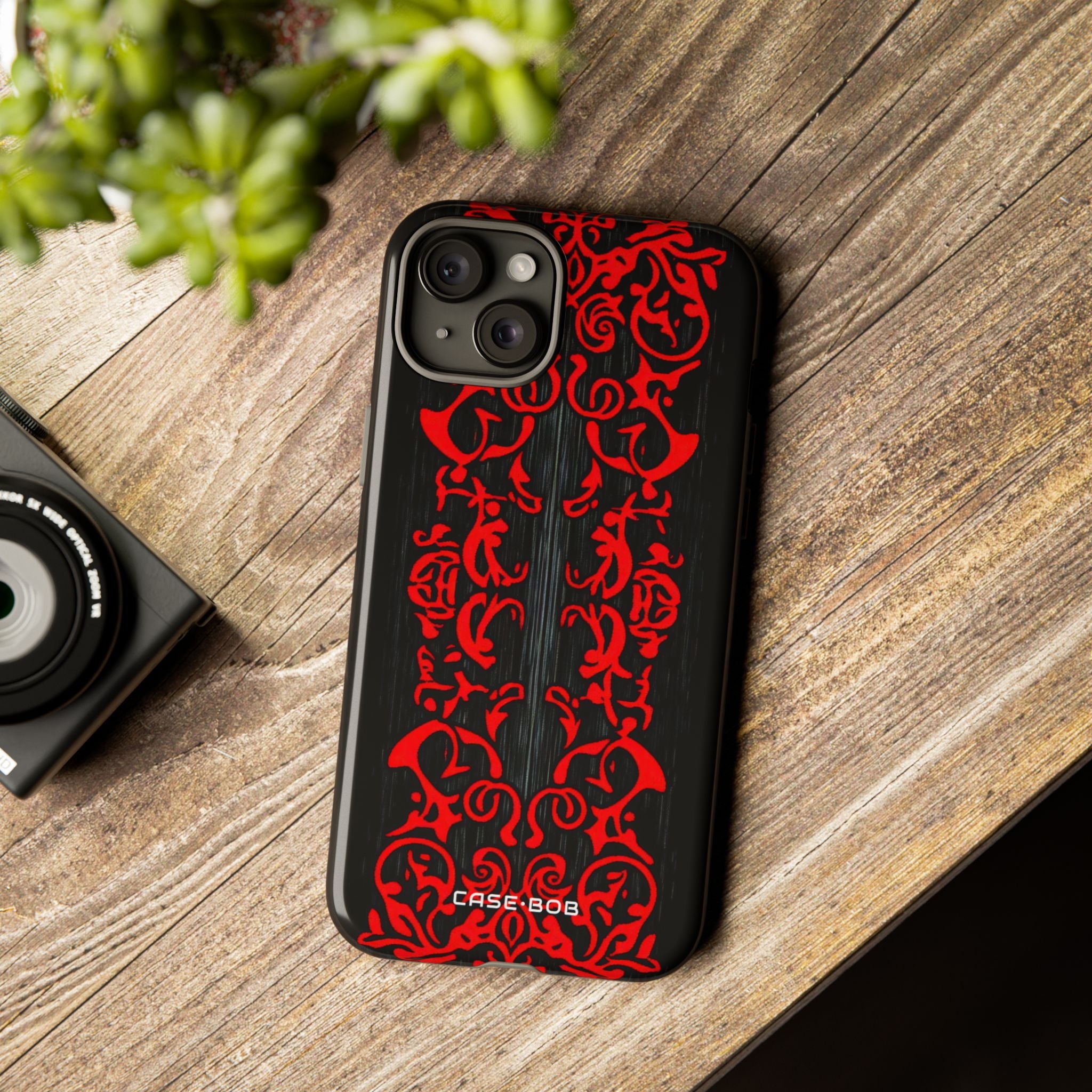 Crimson Spiral iPhone 15 Plus Case - Tough