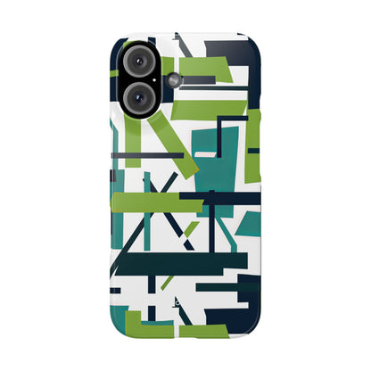 Green Geometry Glide iPhone 16 - Slim Phone Case