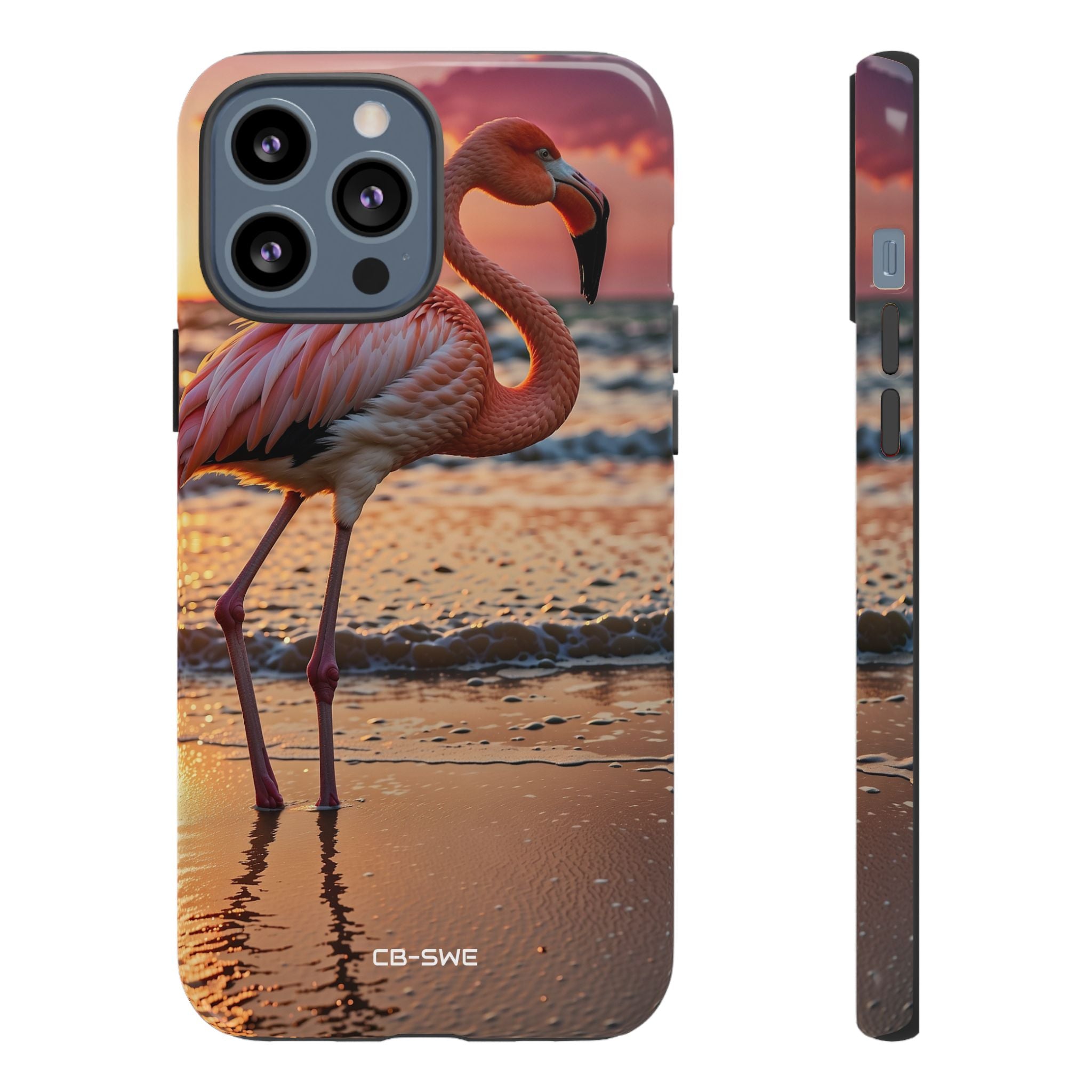 Sunset Flamingo Stand - iPhone Case