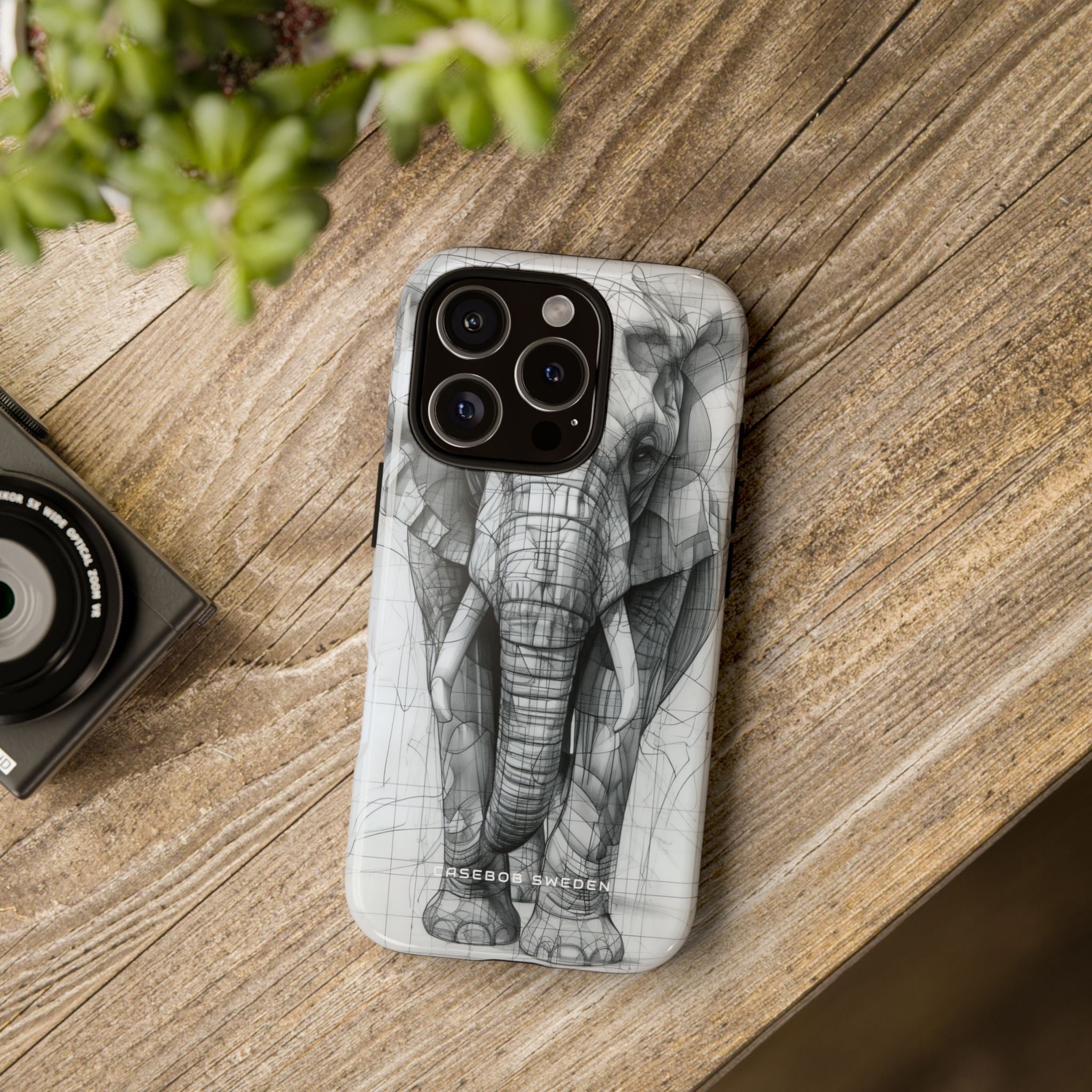 Elephant Line Geometry iPhone 16 - Tough Phone Case