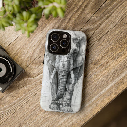 Elephant Line Geometry iPhone 16 - Tough Phone Case