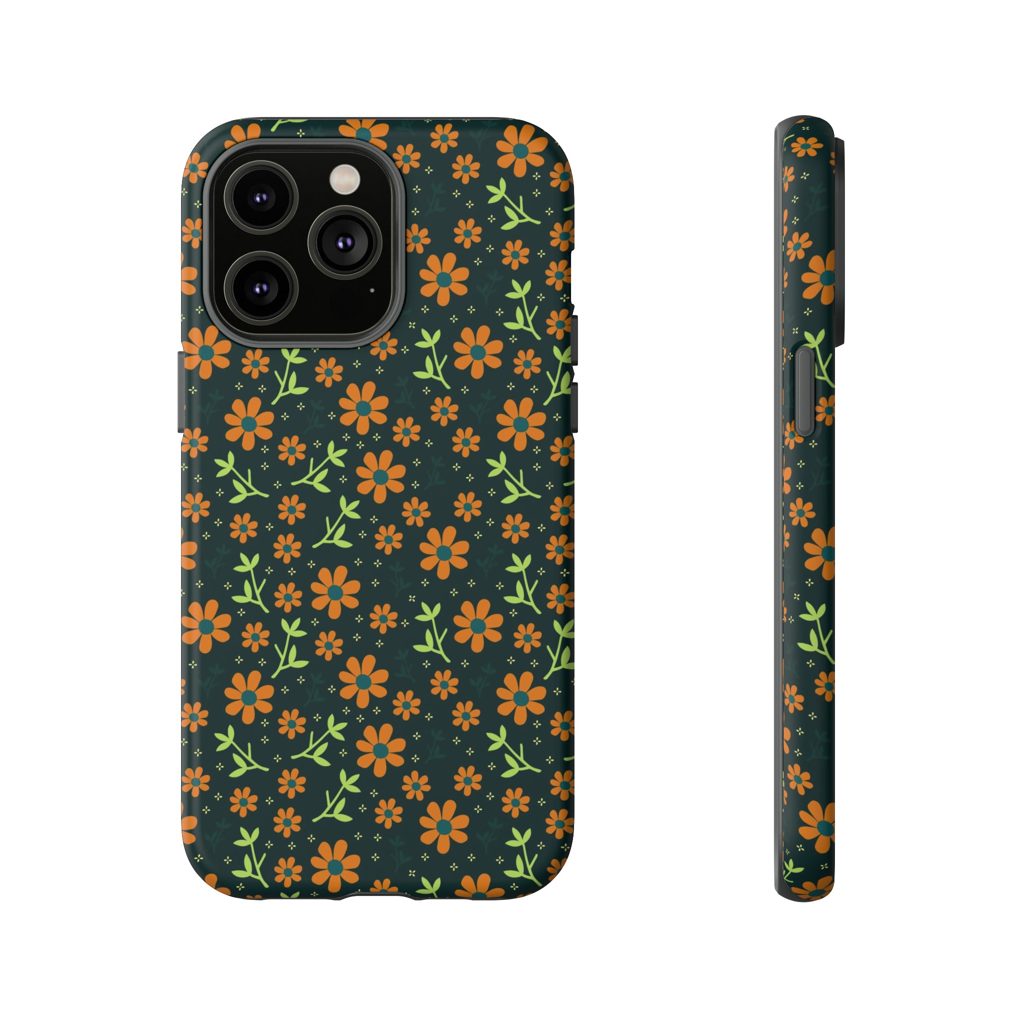 Green Flower Pattern - Protective Phone Case