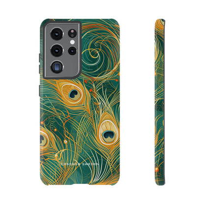 Peacock Elegance in Teal and Gold  Samsung S21 - Tough Phone Case