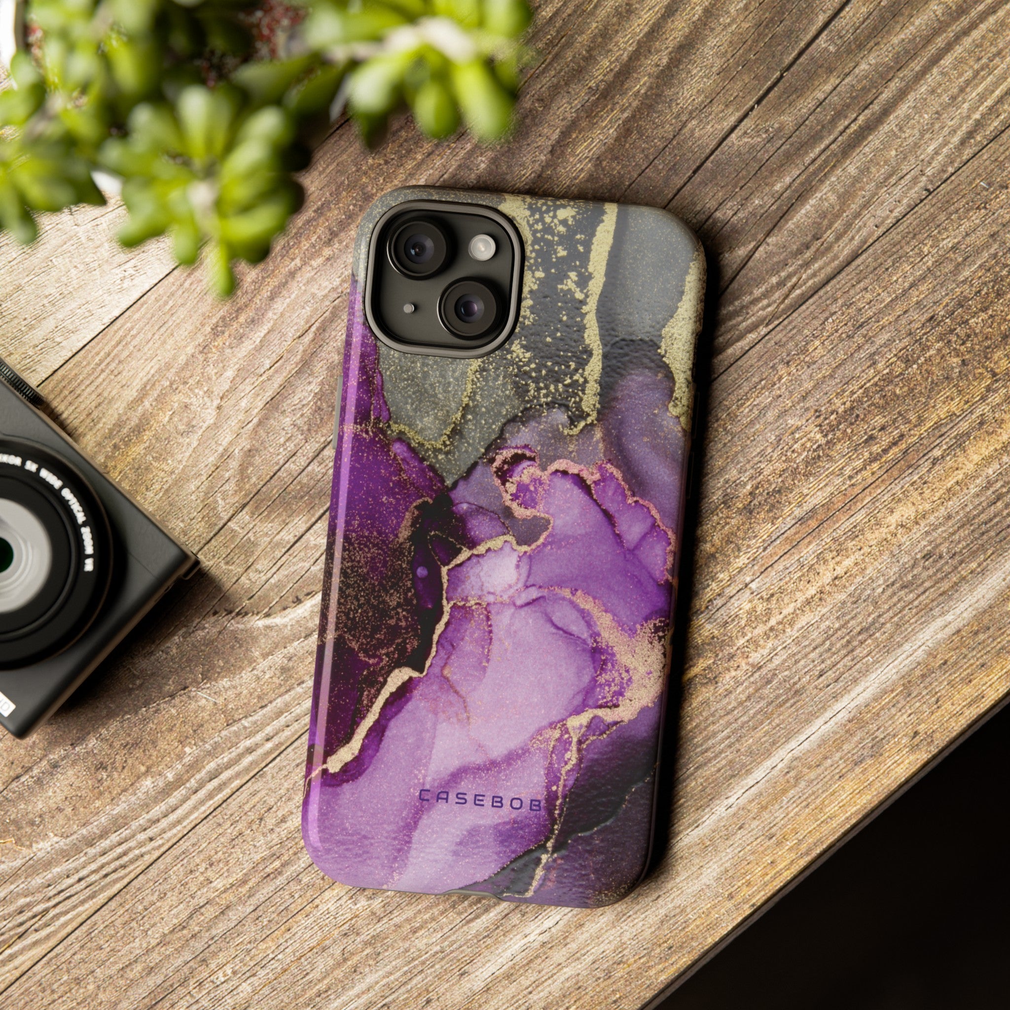 Purple Marble & Gold Phone - Protective Phone Case