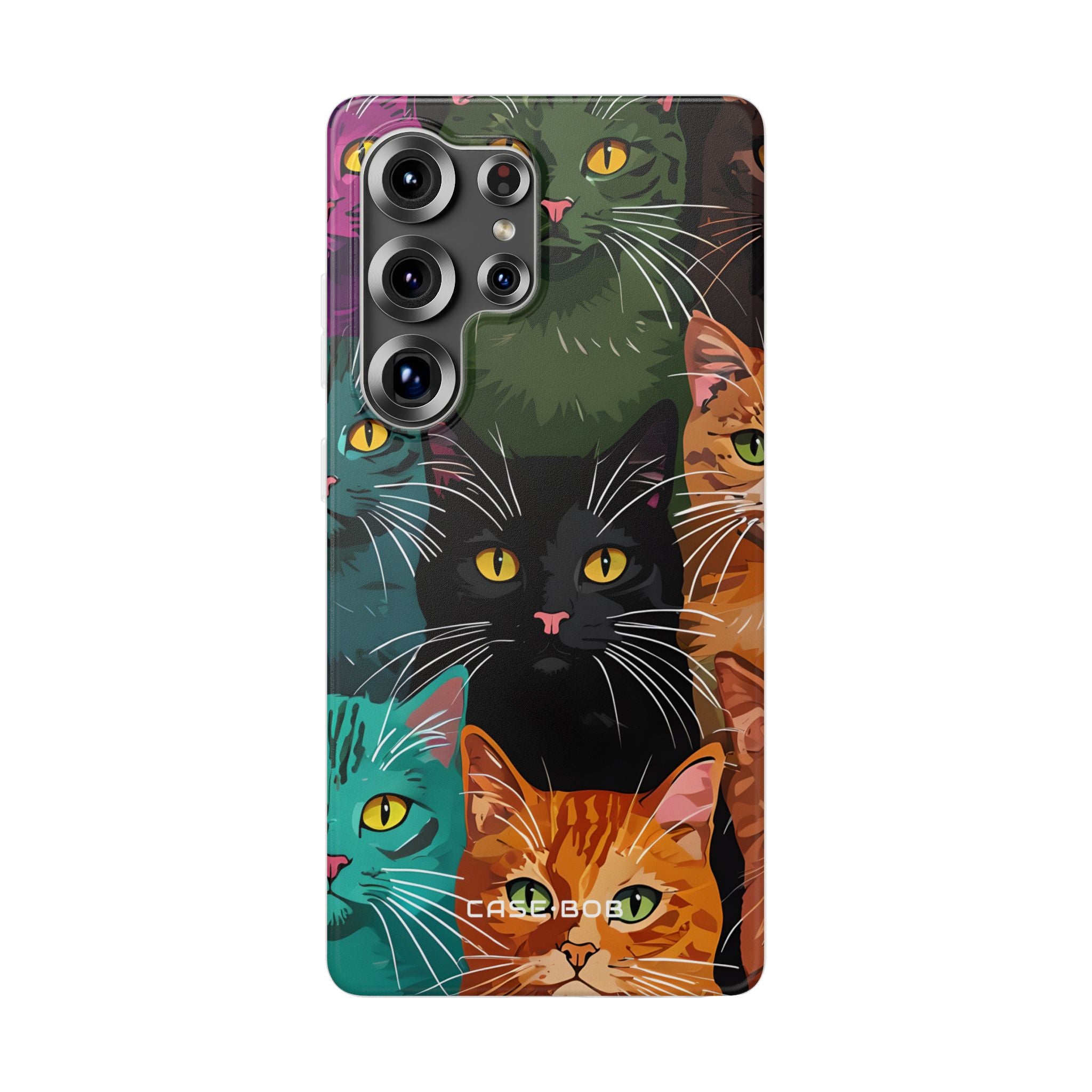 Teal Cat Grid Samsung S25 Ultra Case - Soft