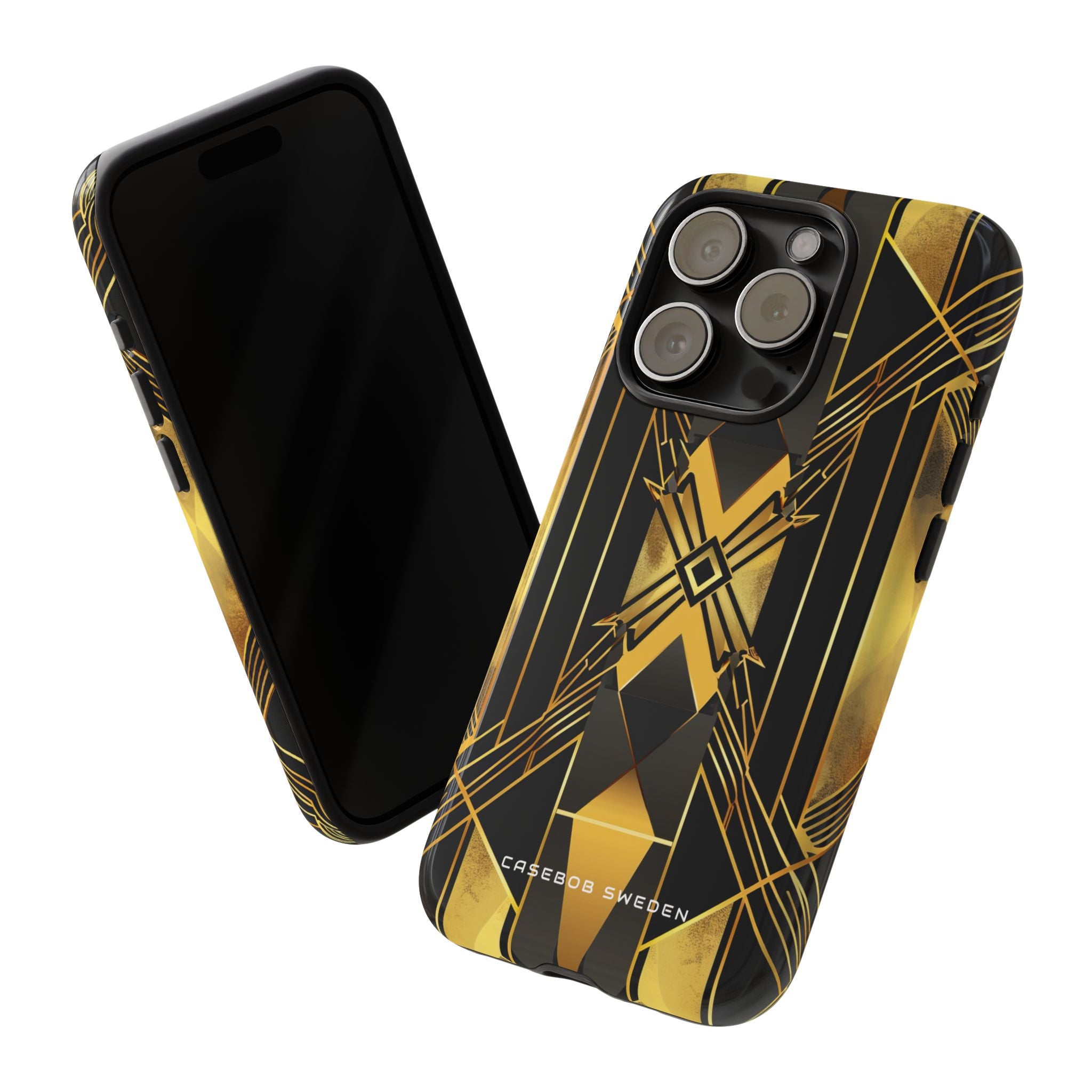 Golden Geometric Elegance iPhone 15 - Tough Phone Case