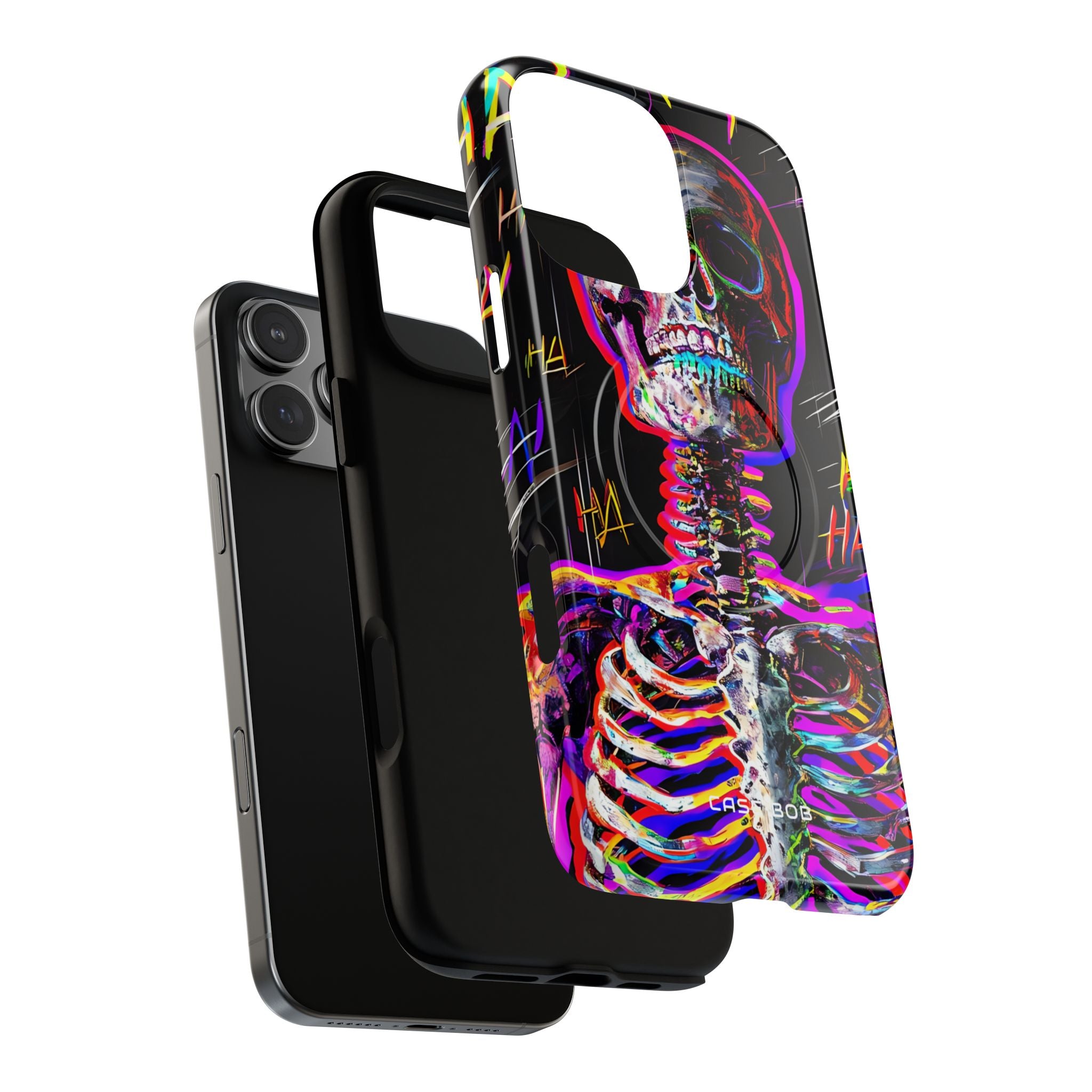 Neon Skeleton Laugh iPhone 16 Pro Max Case - Tough+