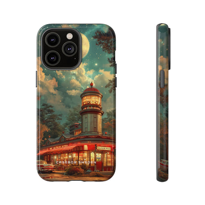 Vintage Moonlit Diner Fantasy iPhone 14 - Tough Phone Case