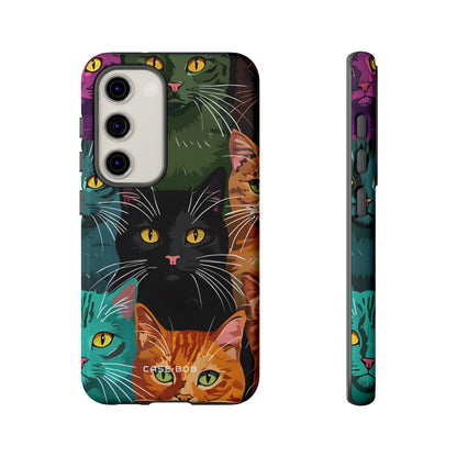 Teal Cat Grid Samsung S23 Case - Tough