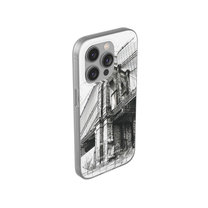 Suspension Bridge Line Art Illustration iPhone 14 - Flexi Phone Case