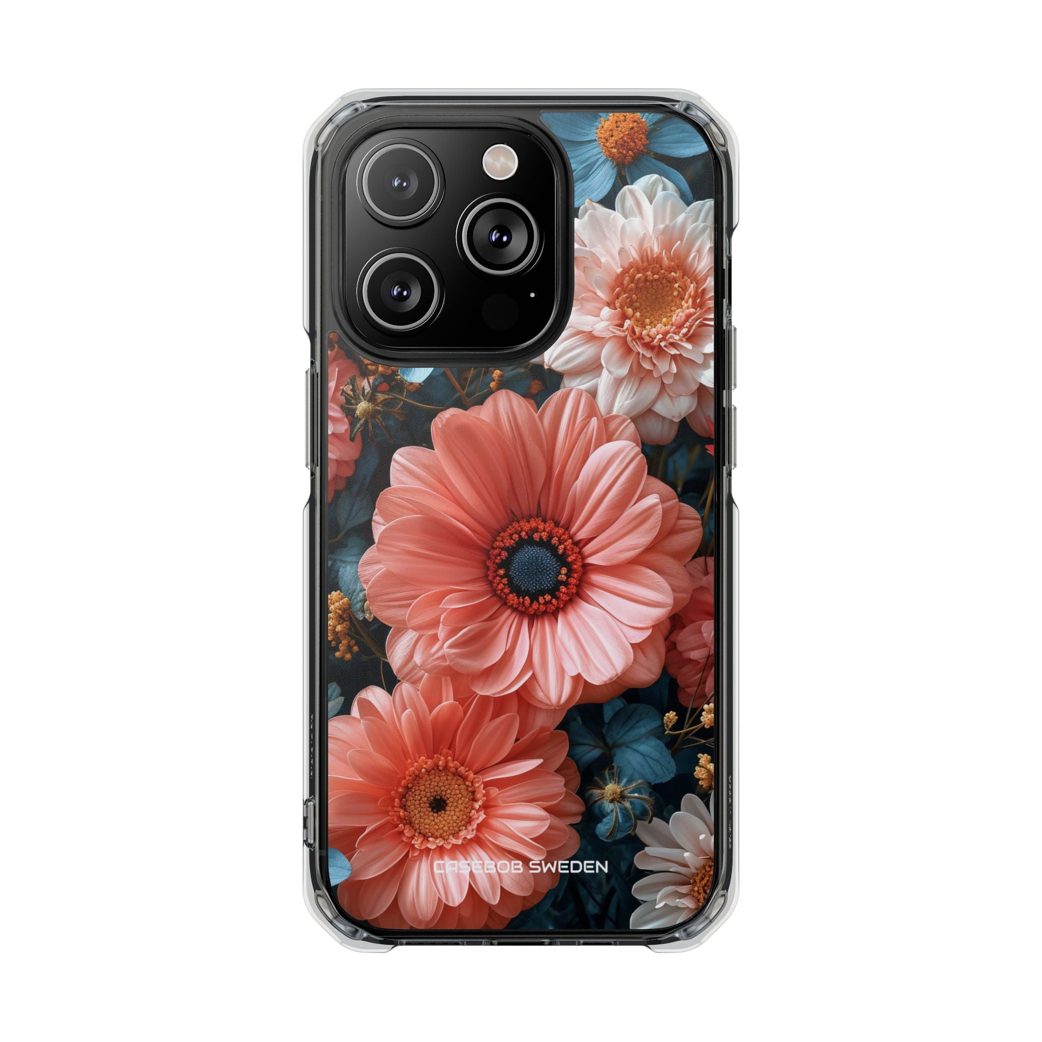 Coral Teal Blooms - Clear Impact iPhone 14 Phone Case