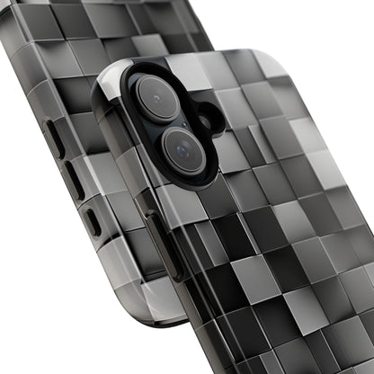 Monochrome Cube Depth iPhone 16 - Tough