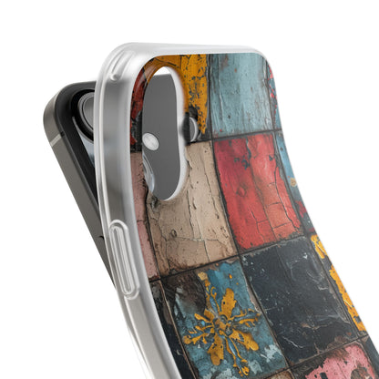 Rustic Red-Yellow Vintage Tiles - Flexi iPhone 16 Phone Case