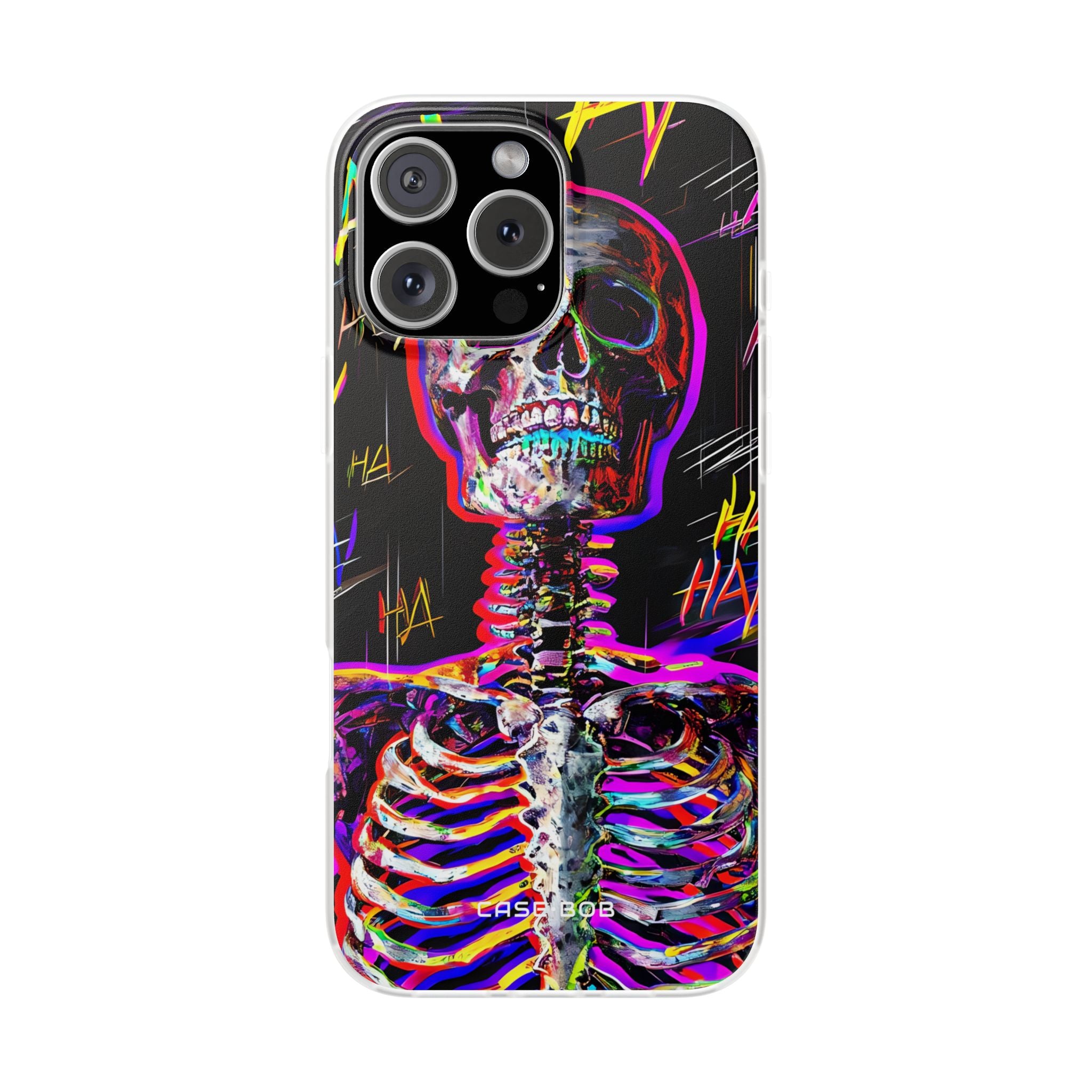Neon Skeleton Laugh iPhone 16 Pro Max Case - Soft