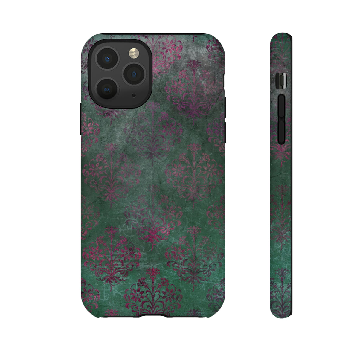 Green Damask Gothic Flower - Protective Phone Case