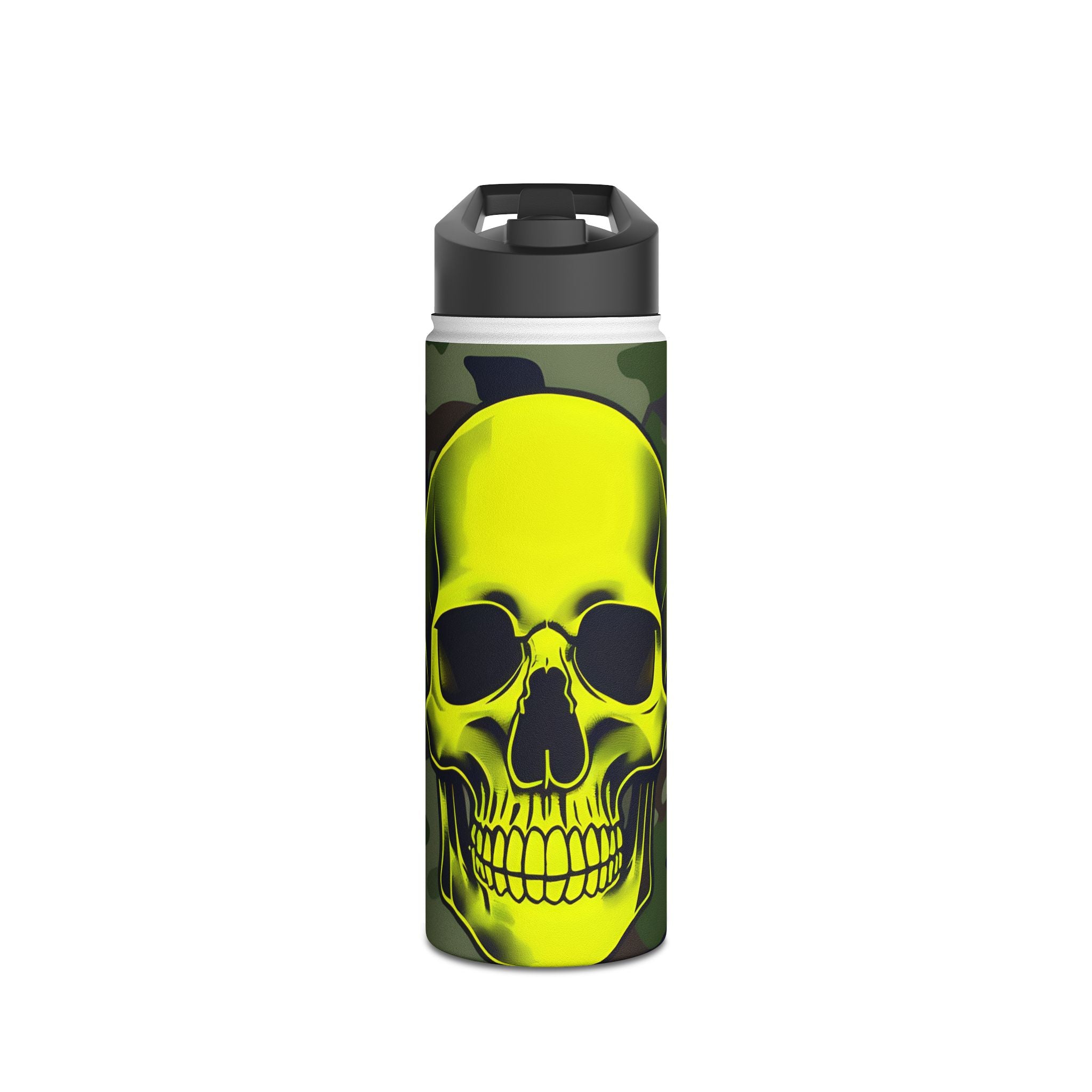 Neon Skull Camo - Ruostumattomasta teräksestä valmistettu vesipullo