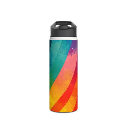 Curved Rainbow Breeze - Stainless Steel Water Bottle