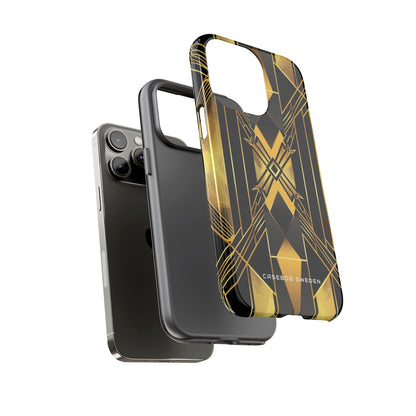 Golden Geometric Elegance iPhone 14 - Tough Phone Case