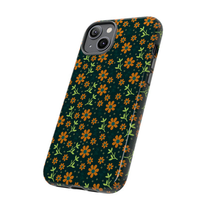 Green Flower Pattern - Protective Phone Case