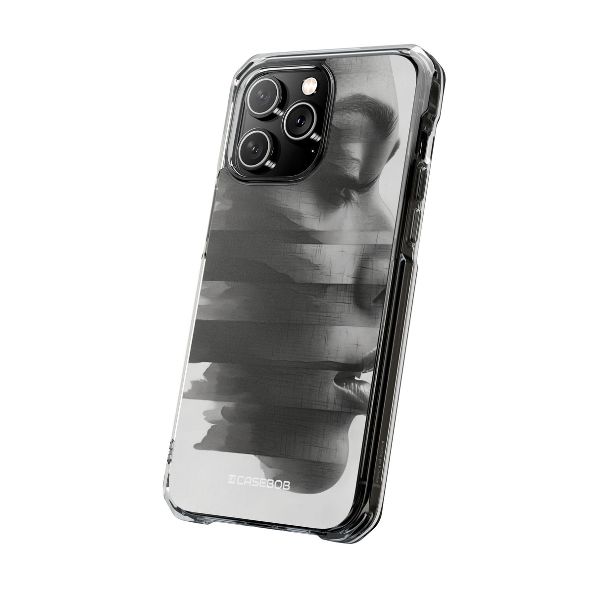 Abstract Glitch Portrait - Phone Case for iPhone (Clear Impact - Magnetic)