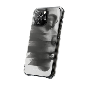 Abstract Glitch Portrait - Phone Case for iPhone (Clear Impact - Magnetic)