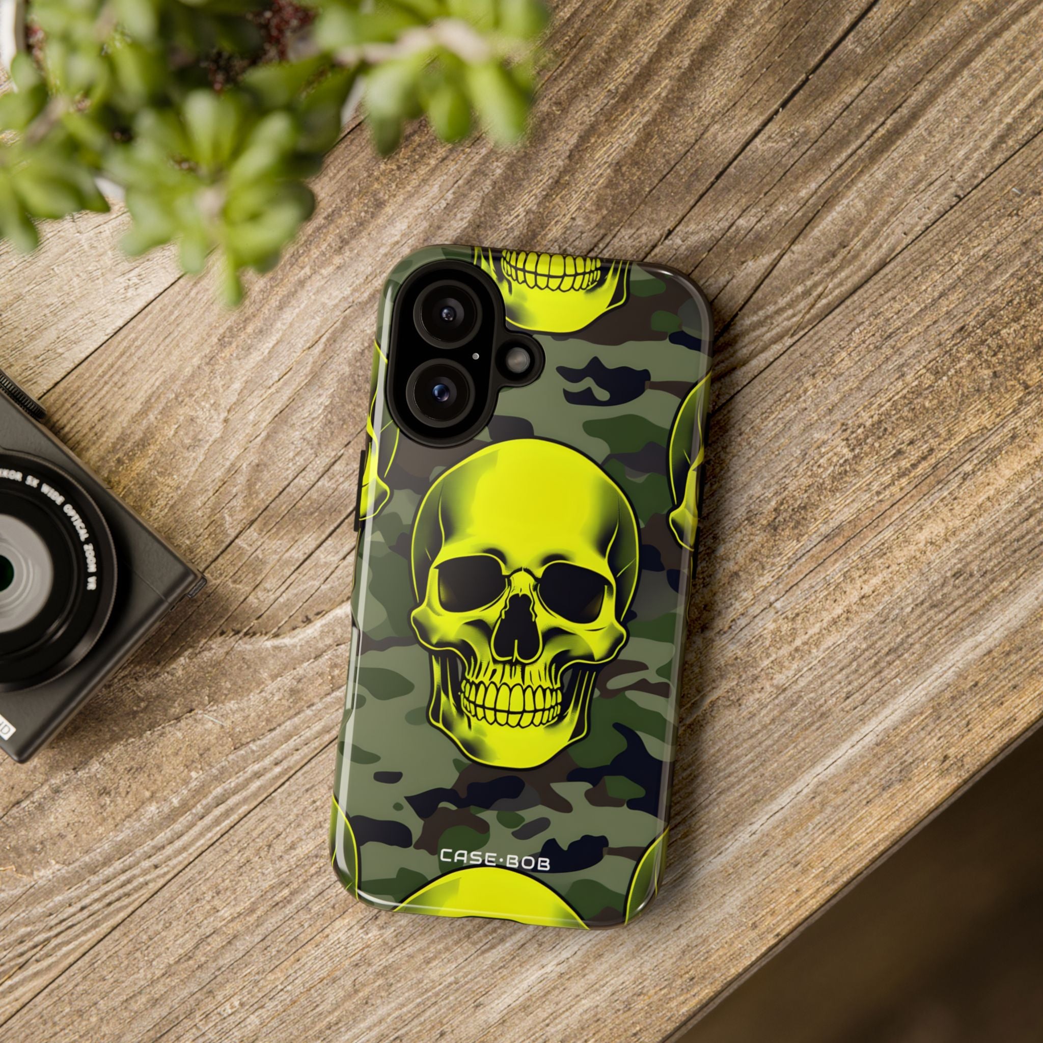 Neon Skull Camo iPhone 16 Plus Case - Tough