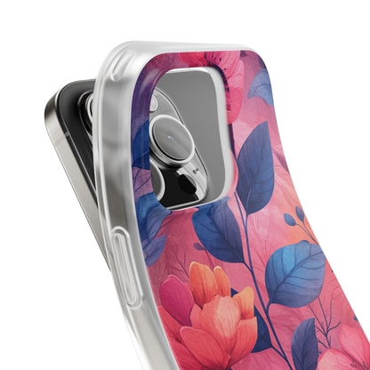 Pink Blue Floral - Flexi iPhone 16 Phone Case