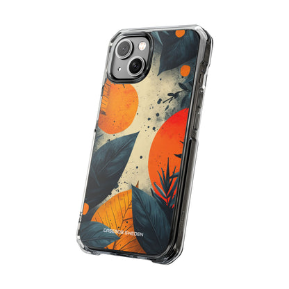 Tropical Blue Leaves - Clear Impact iPhone 14 Phone Case