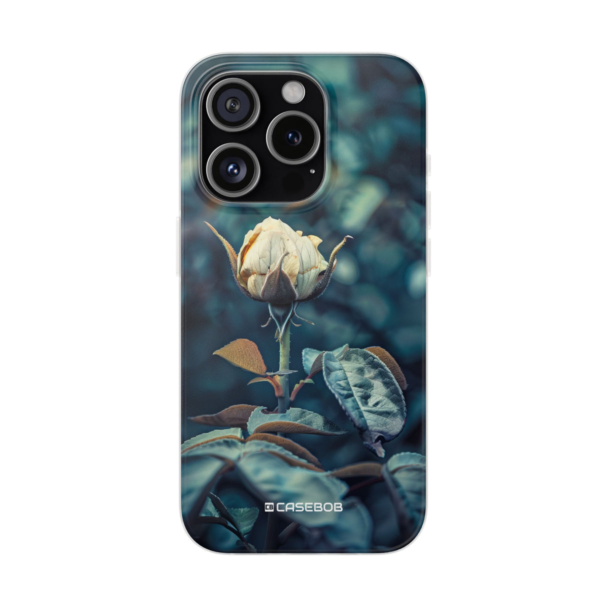 Teal Rosebud Serenade | Flexible Phone Case for iPhone