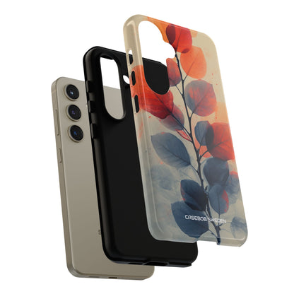 Orange Gray Leaves - Tough Samsung S24 Phone Case