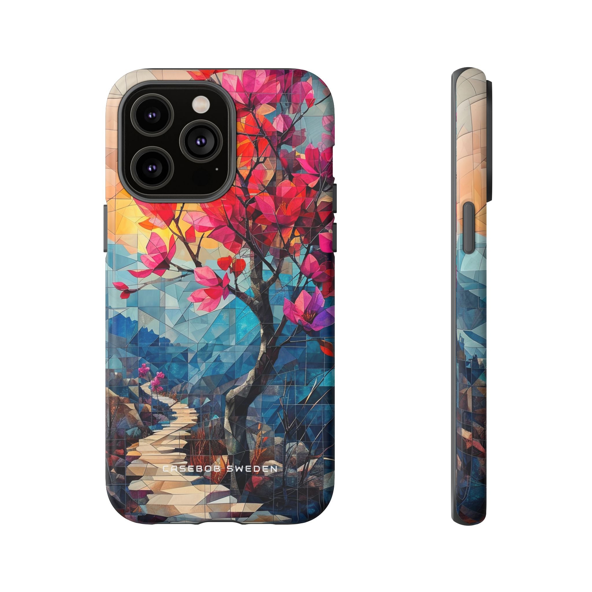 Vibrant Geometric Tree Landscape iPhone 14 - Tough Phone Case