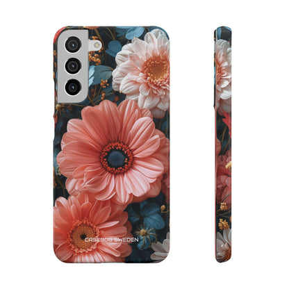 Coral Teal Blooms - Slim Samsung S22 Phone Case